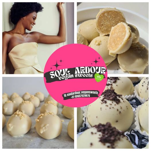 May be an image of 1 person and text that says "SOUS vegan sweets 9 ARDOUR vegansweets IG G soulardour. 31 (0)657029876"